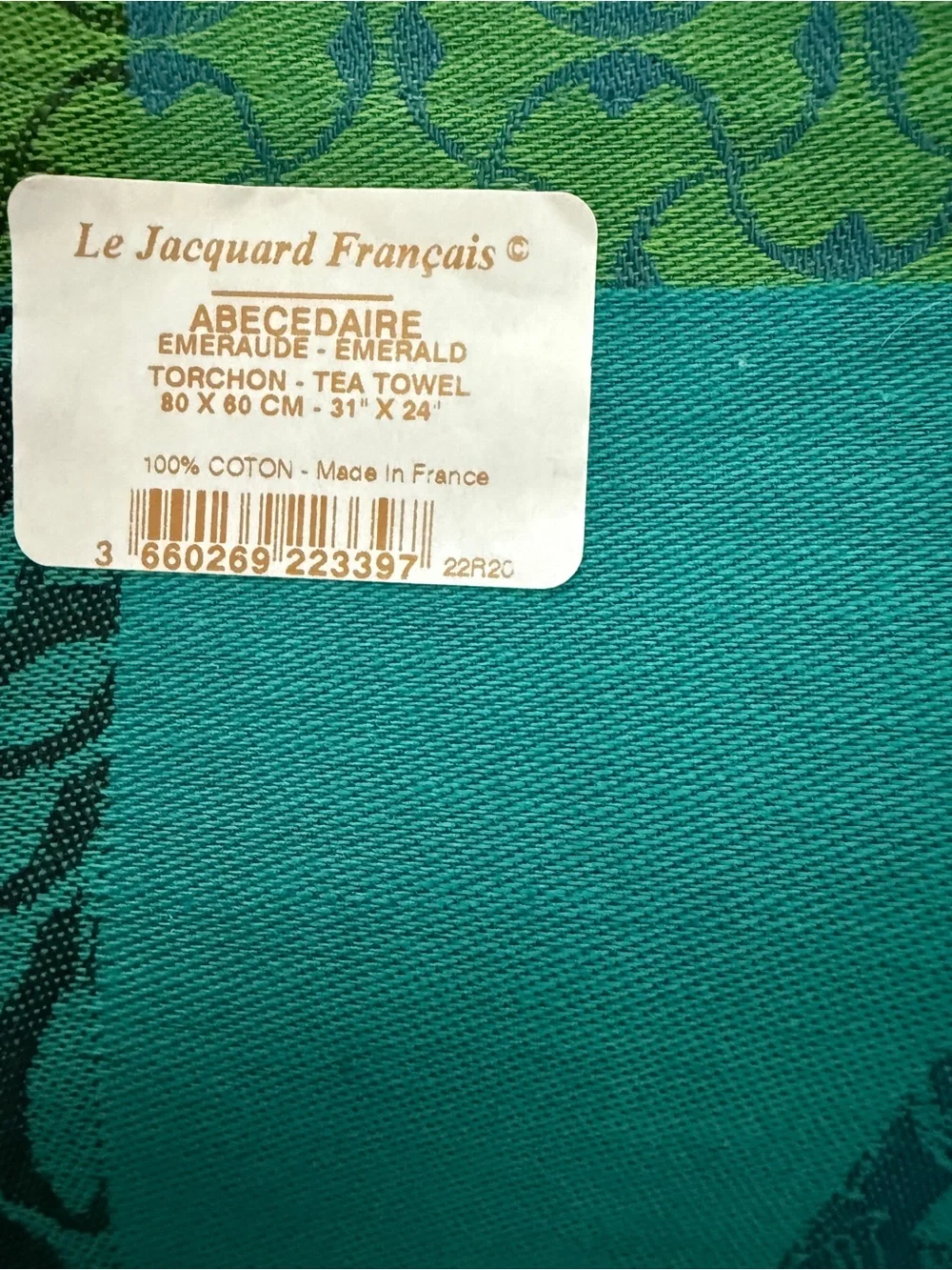 Le Jacquard Francais Luxury Tea Towels Set of 2 Teal Emerald Green New Gifting